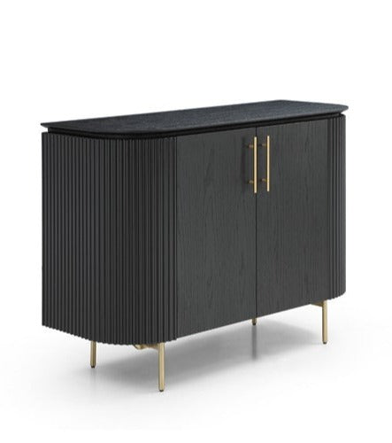 Lantine 2 Door Cabinet - Black Oak & Brass - Tommy Franks