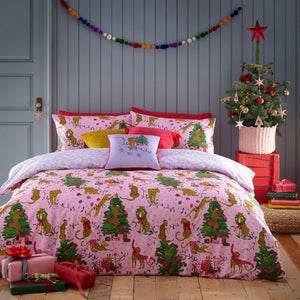 Purrfect Christmas Double Duvet Set Pink/lilac - Canwell Interiors Limited - Riva
