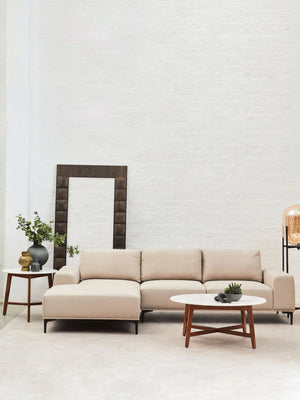 Toulon 3 Seat Grey Fabric Right Chaise Sofa - Xshowhome