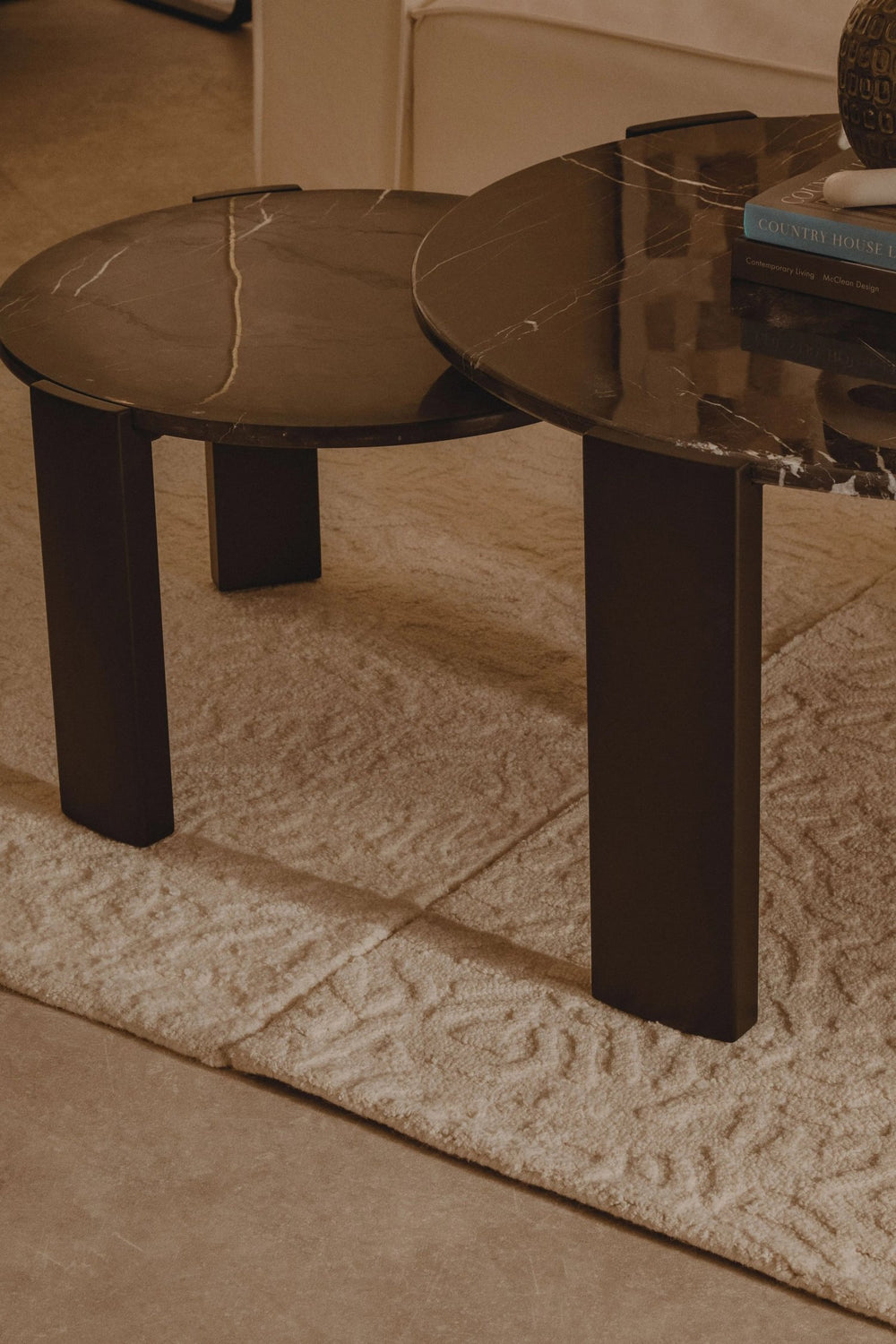 Palermo Round Black Marble Top Small Coffee Table - Xshowhome