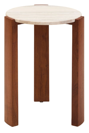 Palermo Travertine Top Round Side Table - Xshowhome