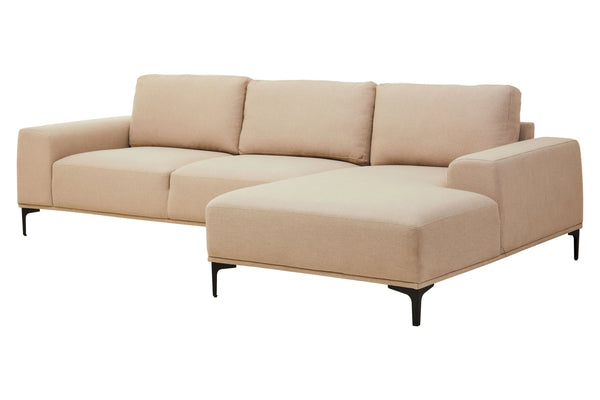 Toulon 3 Seat Natural Fabric Right Chaise Sofa - Xshowhome