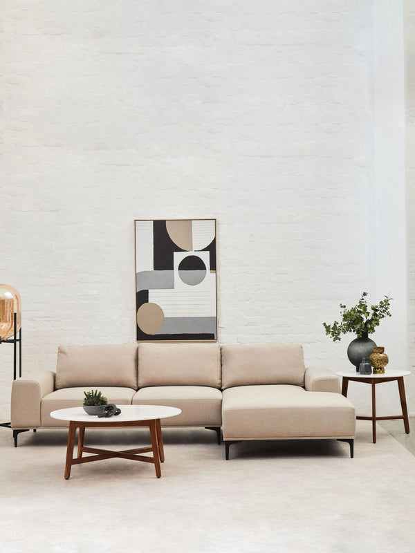 Toulon 3 Seat Grey Fabric Right Chaise Sofa - Xshowhome