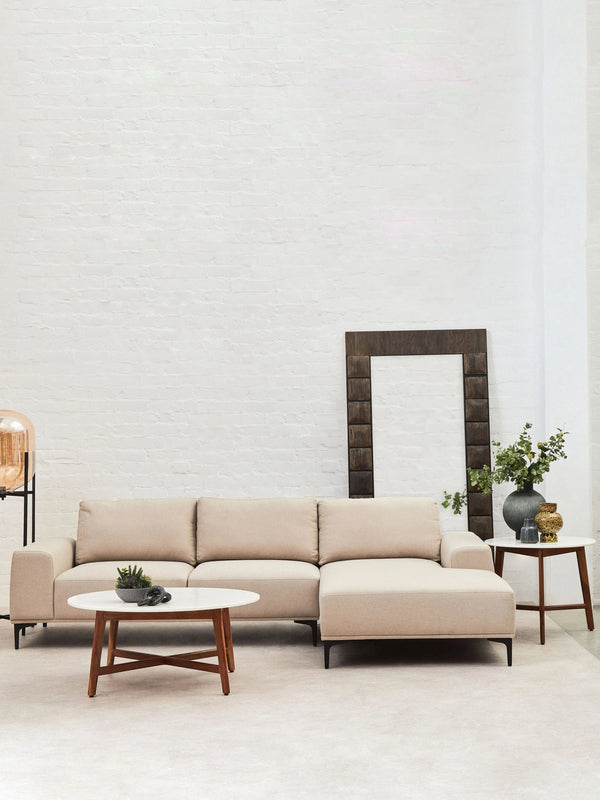 Toulon 3 Seat Grey Fabric Right Chaise Sofa - Xshowhome