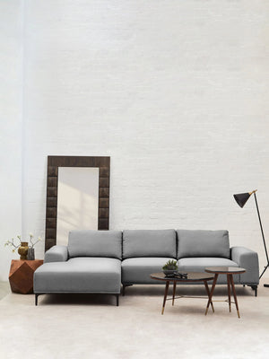 Toulon 3 Seat Grey Fabric Left Chaise Sofa - Xshowhome
