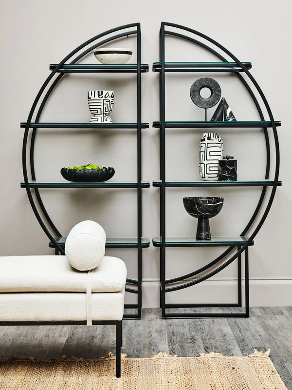 Vogue Black Right Half Moon 4 Tier Shelf Unit - Xshowhome