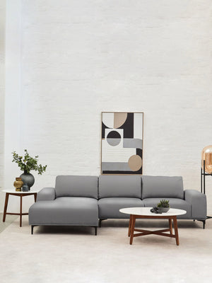 Toulon 3 Seat Grey Fabric Left Chaise Sofa - Xshowhome