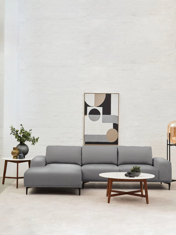 Toulon 3 Seat Grey Fabric Left Chaise Sofa - Xshowhome