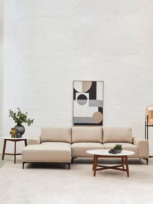 Toulon 3 Seat Grey Fabric Right Chaise Sofa - Xshowhome