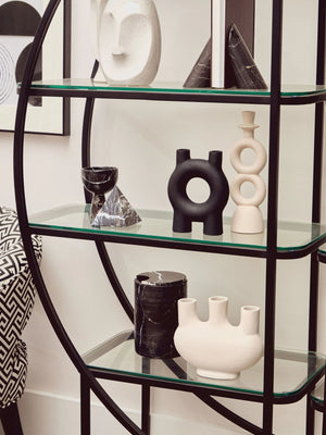 Vogue Black Right Half Moon 4 Tier Shelf Unit - Xshowhome