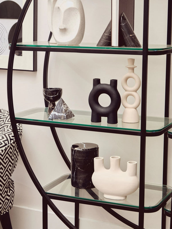 Vogue Black Right Half Moon 4 Tier Shelf Unit - Xshowhome
