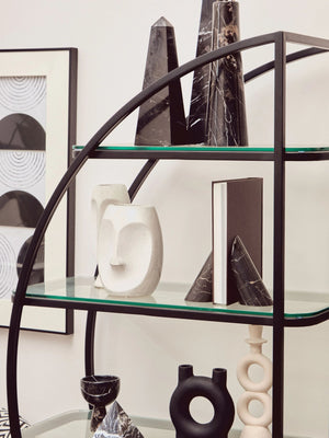 Vogue Black Right Half Moon 4 Tier Shelf Unit - Xshowhome