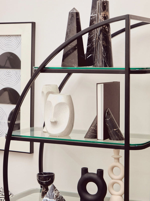 Vogue Black Right Half Moon 4 Tier Shelf Unit - Xshowhome