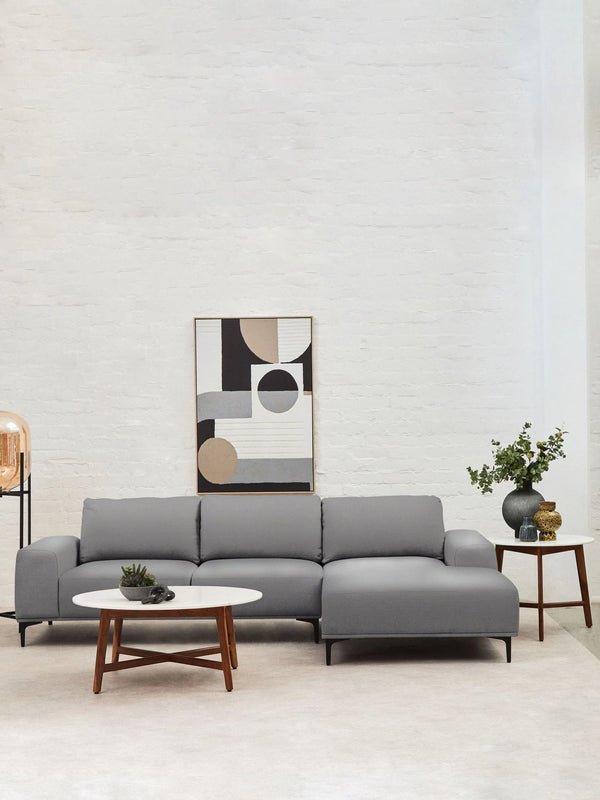Toulon 3 Seat Grey Fabric Right Chaise Sofa - Xshowhome