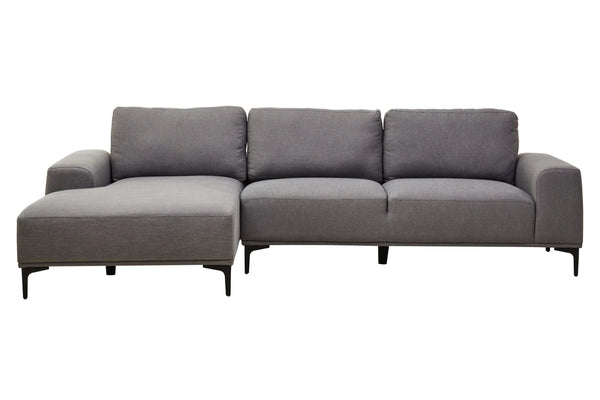 Toulon 3 Seat Grey Fabric Left Chaise Sofa - Xshowhome
