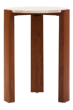 Palermo Travertine Top Round Side Table - Xshowhome