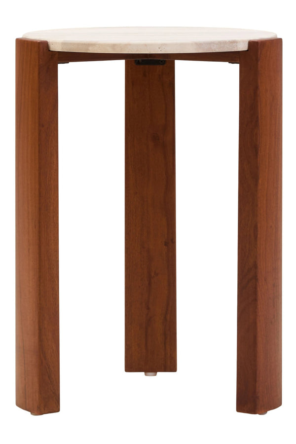 Palermo Travertine Top Round Side Table - Xshowhome