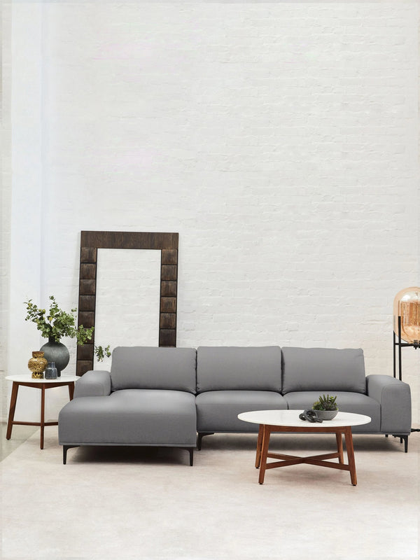 Toulon 3 Seat Grey Fabric Left Chaise Sofa - Xshowhome