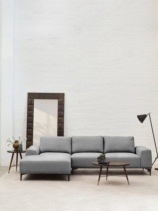 Toulon 3 Seat Grey Fabric Left Chaise Sofa - Xshowhome