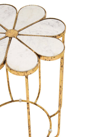 Rabia Petal Side Table With Marble Top - Canwell Interiors Limited - Xshowhome