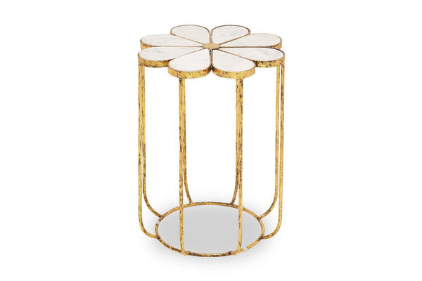 Rabia Petal Side Table With Marble Top - Canwell Interiors Limited - Xshowhome