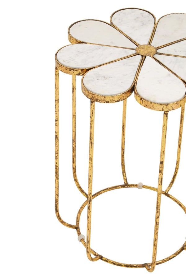 Rabia Petal Side Table With Marble Top - XShowhome Limited - Xshowhome
