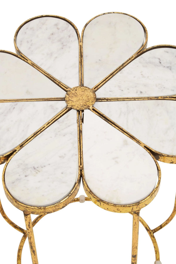 Rabia Petal Side Table With Marble Top - XShowhome Limited - Xshowhome