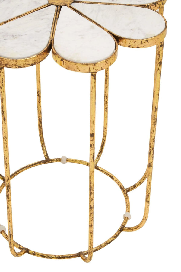 Rabia Petal Side Table With Marble Top - XShowhome Limited - Xshowhome