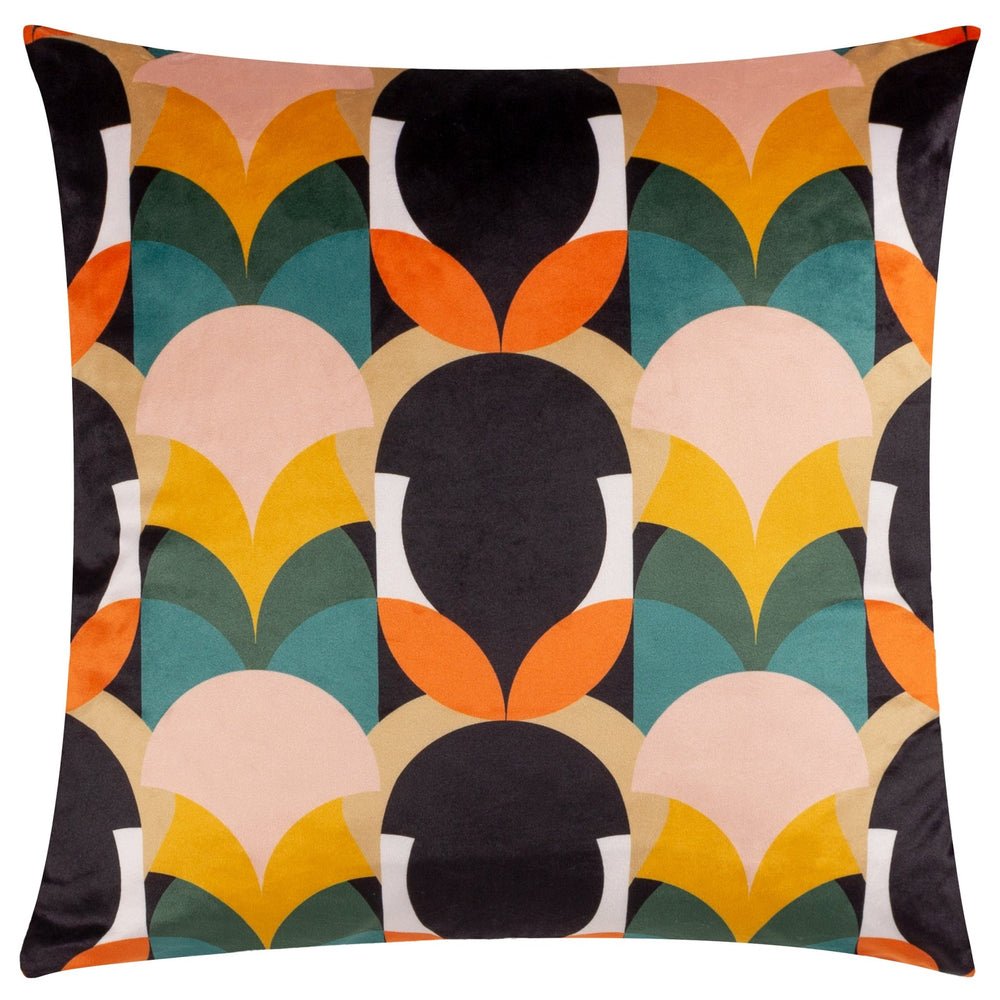 Raeya 45x45 Feather Filled Cushion Peach/black - Canwell Interiors Limited - Riva