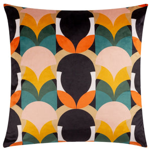 Raeya 45x45 Feather Filled Cushion Peach/black - Canwell Interiors Limited - Riva