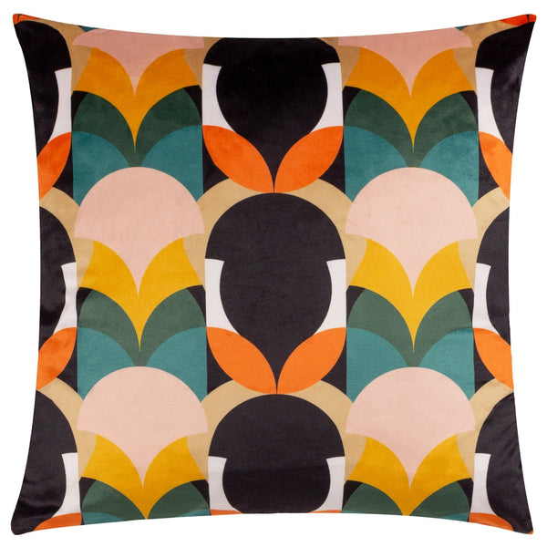 Raeya 45x45 Feather Filled Cushion Peach/black - Canwell Interiors Limited - Riva