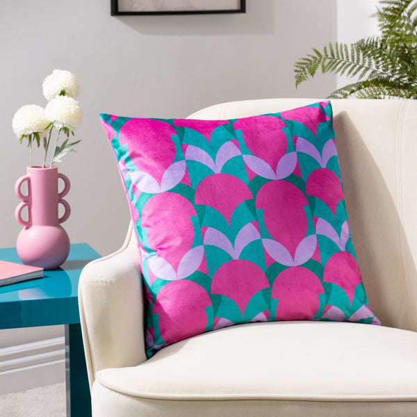 Raeya 45x45 Feather Filled Cushion Pink & Jade - Canwell Interiors Limited - Riva