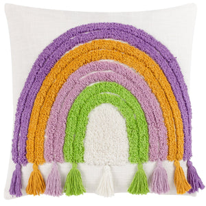 Rainbow Tassels 45x45 Feather Filled Cushion Multi - Canwell Interiors Limited - Riva