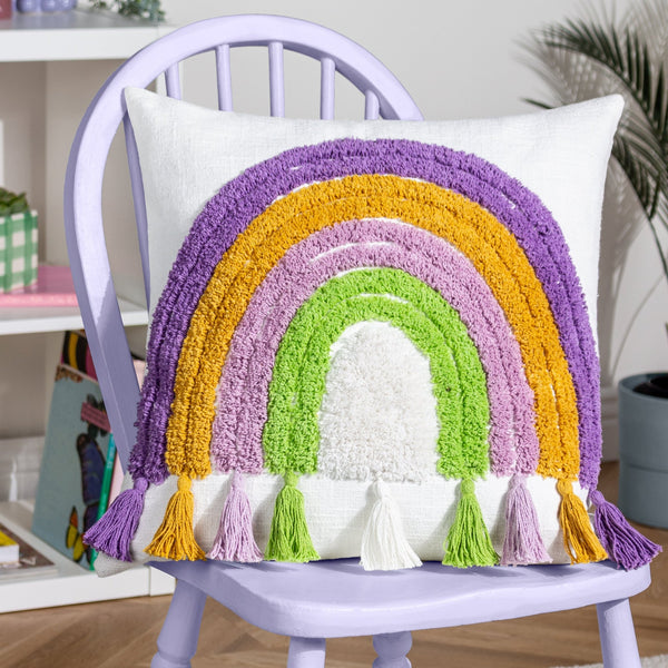 Rainbow Tassels 45x45 Feather Filled Cushion Multi - Canwell Interiors Limited - Riva