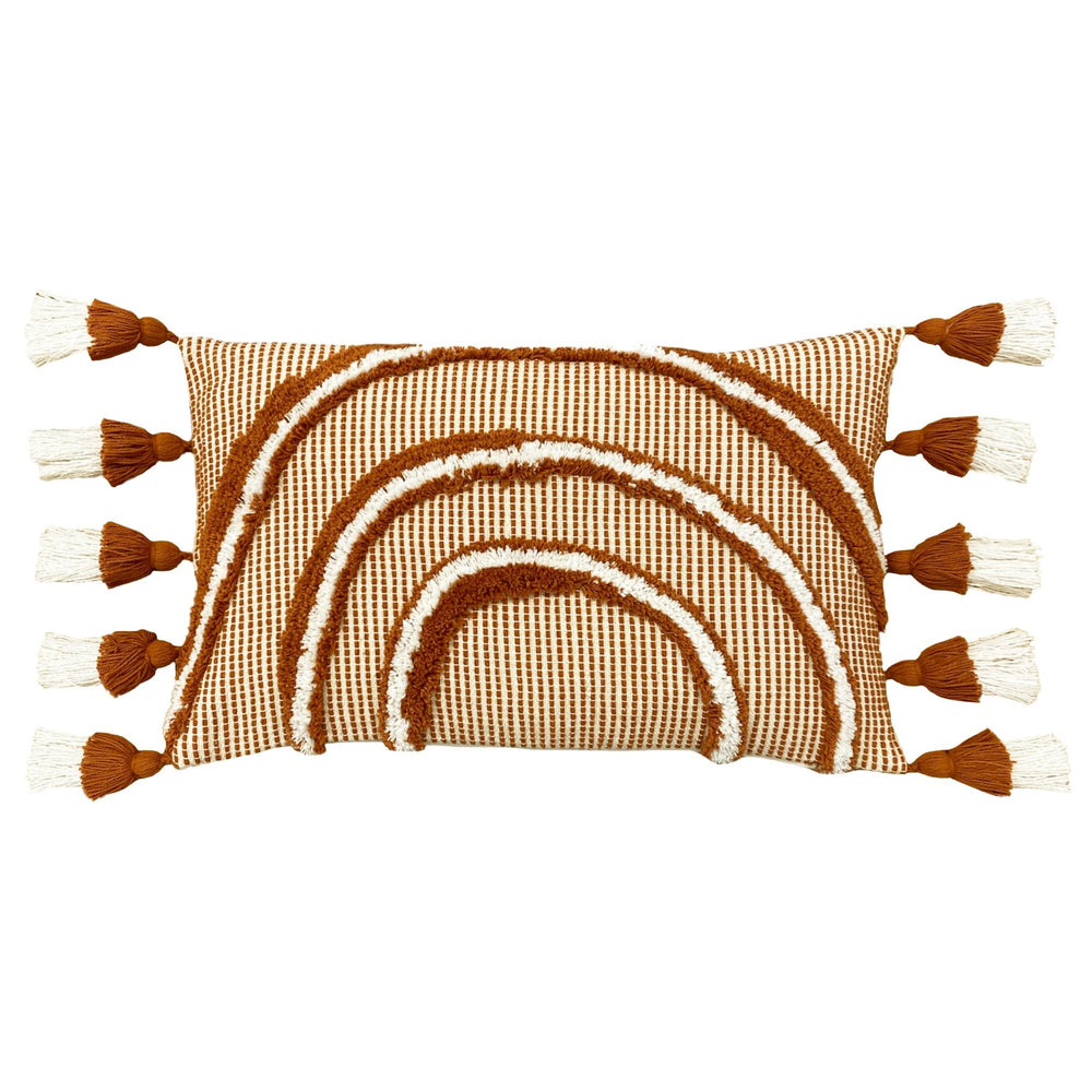 Rainbow Tuft 30x50 Feather Filled Cushion Brick - Canwell Interiors Limited - Riva