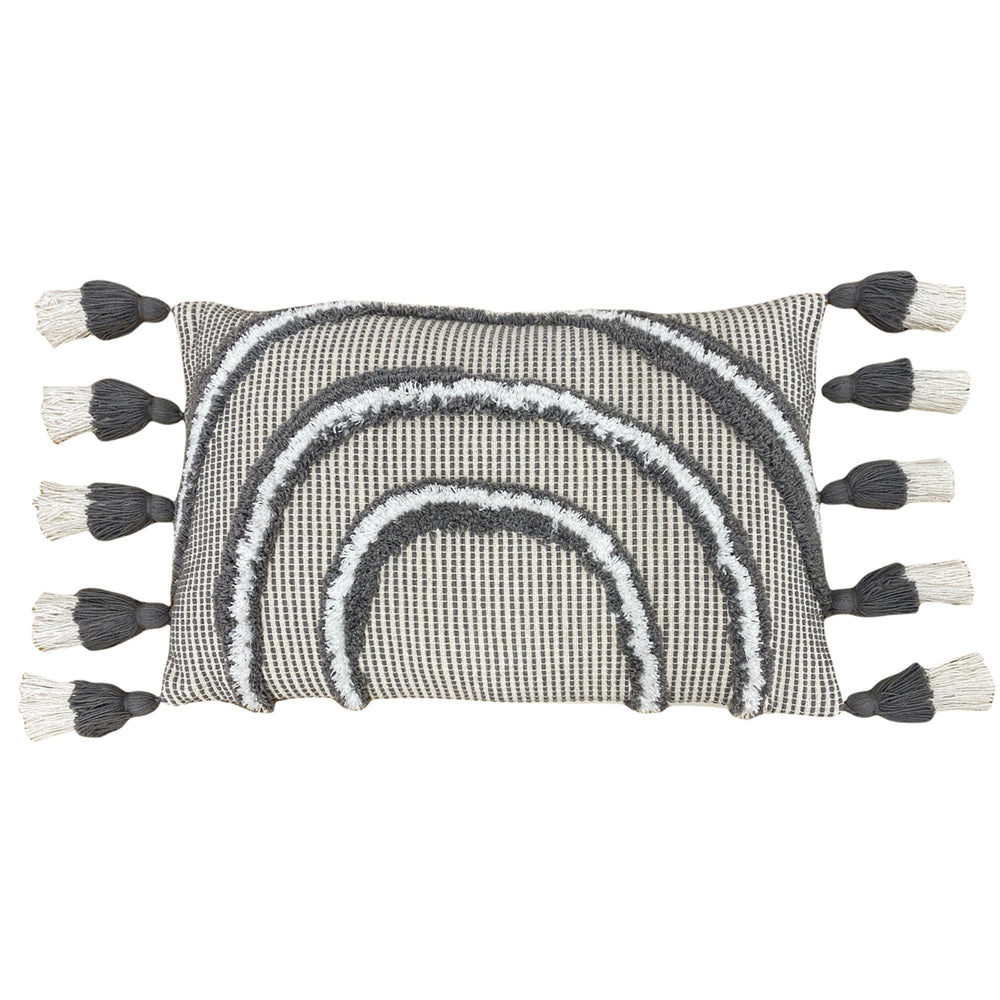 Rainbow Tuft 30x50 Feather Filled Cushion Grey - XShowhome Limited - Riva