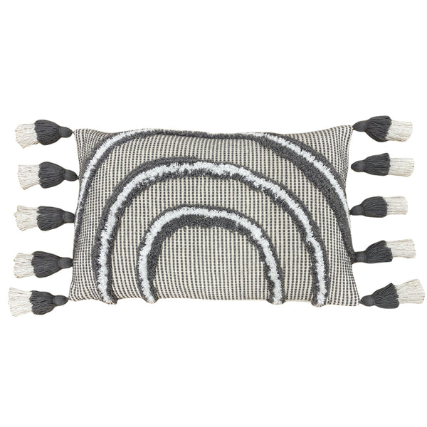 Rainbow Tuft 30x50 Feather Filled Cushion Grey - XShowhome Limited - Riva