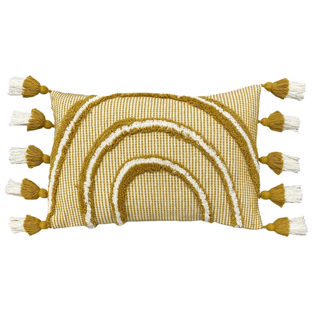 Rainbow Tuft 30x50 Feather Filled Cushion Ochre - Canwell Interiors Limited - Riva