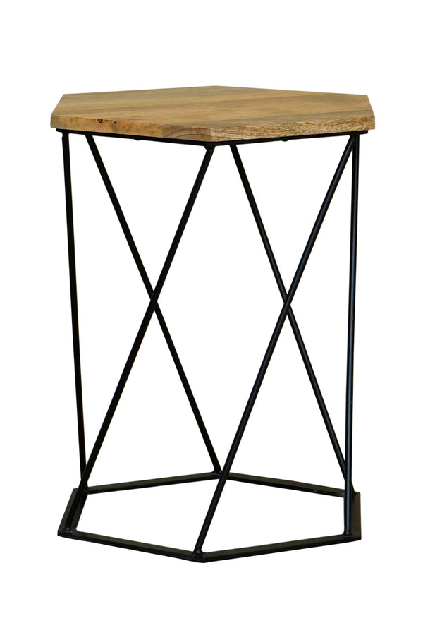 Ravi Hexagnol Lamp Table - Iron Base - Canwell Interiors Limited - Jaipur