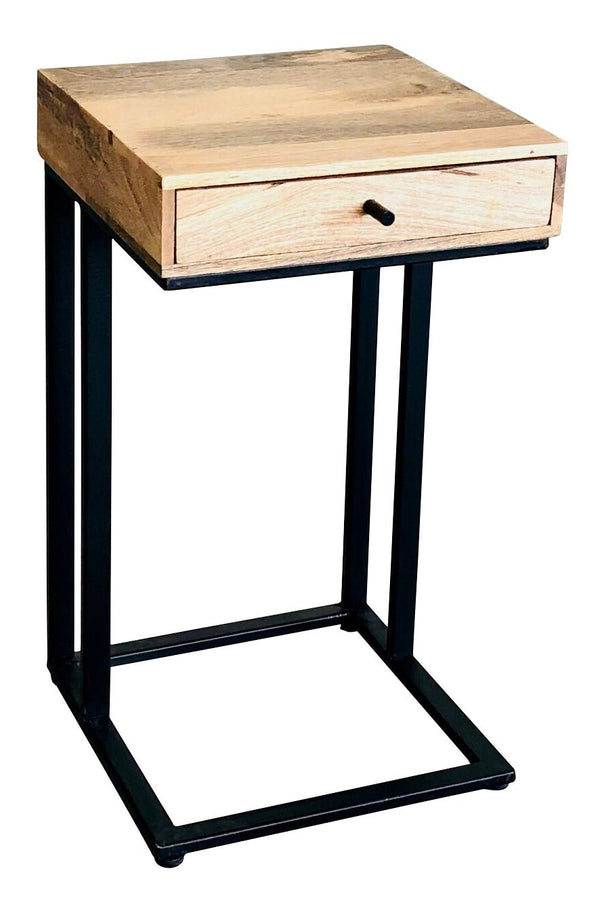 Ravi Iron Base 1 Drawer Side Table Large - Canwell Interiors Limited - Jaipur