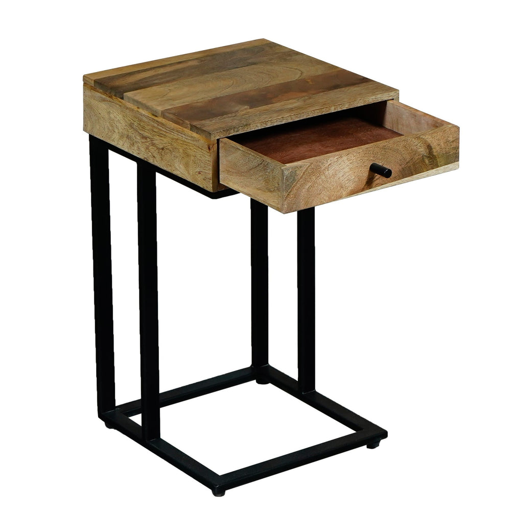 Ravi Iron Base 1 Drawer Side Table Small - Canwell Interiors Limited - Jaipur