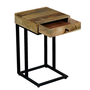 Ravi Iron Base 1 Drawer Side Table Small - Canwell Interiors Limited - Jaipur