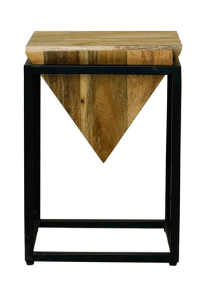 Ravi Iron Base Solild Wood Diamond Stool - Small - Canwell Interiors Limited - Jaipur