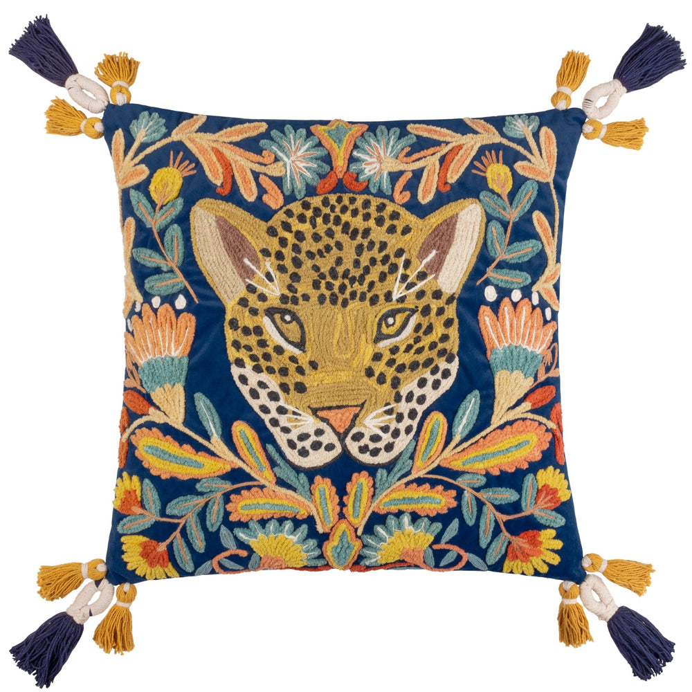 Regal Leopard 50x50 Feather Filled Cushion Royal Blue - Canwell Interiors Limited - Riva