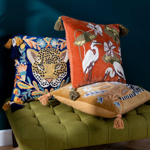 Regal Leopard 50x50 Feather Filled Cushion Royal Blue - Canwell Interiors Limited - Riva