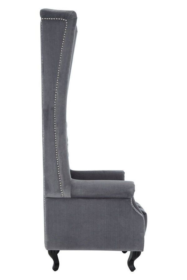 Regents Park Grey Velvet Tall Porter Chair - Canwell Interiors Limited - Xshowhome