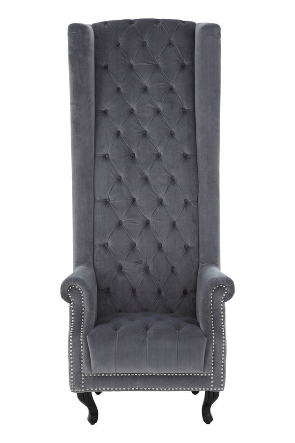 Regents Park Grey Velvet Tall Porter Chair - Canwell Interiors Limited - Xshowhome