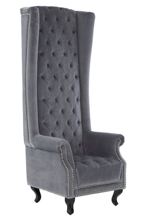 Regents Park Grey Velvet Tall Porter Chair - Canwell Interiors Limited - Xshowhome