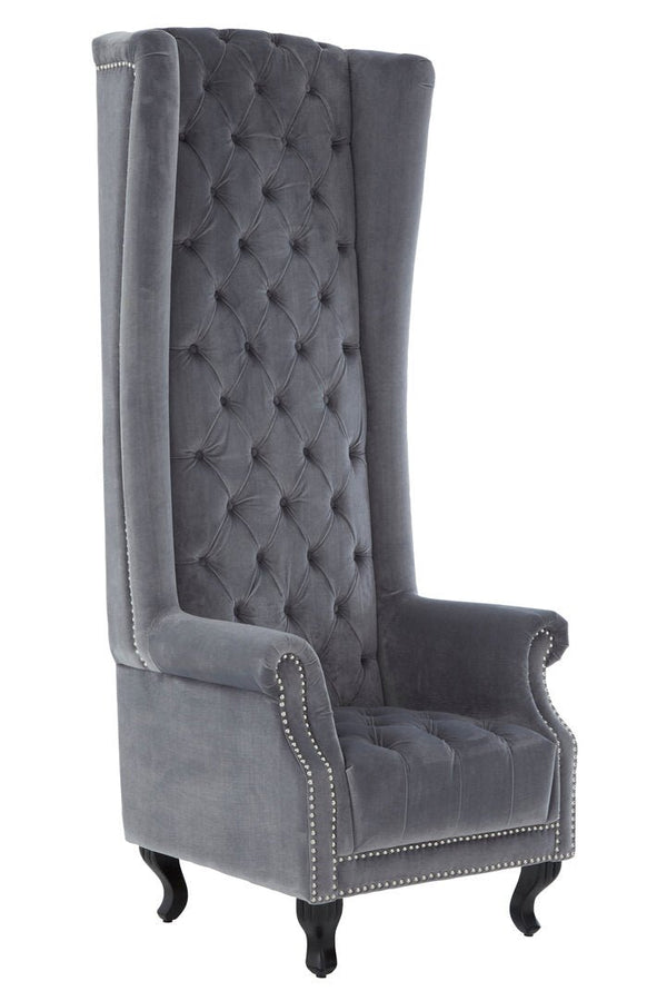 Regents Park Grey Velvet Tall Porter Chair - Canwell Interiors Limited - Xshowhome