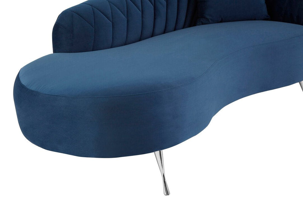 Rene Dark Blue Velvet Right Hand Chaise Longue - Canwell Interiors Limited - Xshowhome